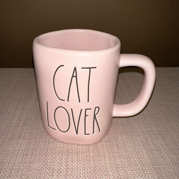 Rae Dunn Artisan “Cat Lover” Light Pink Ceramic Mug EUC - Picture 1 of 4